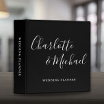 Signature Script Black And White Wedding Planner Binder<br><div class="desc">Elegant signature black and white wedding planner personalized with signature style names. Designed by Thisisnotme©</div>