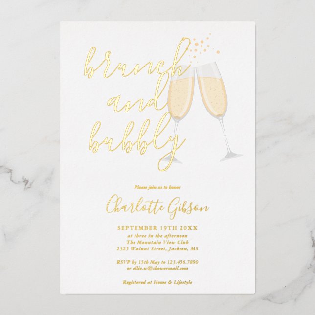 Signature Script Brunch Bubbly Bridal Shower Gold (Front)