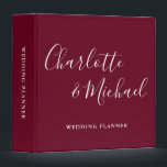 Signature Script Burgundy Wedding Planner Binder<br><div class="desc">Elegant signature burgundy wedding planner personalized with signature style names. Designed by Thisisnotme©</div>