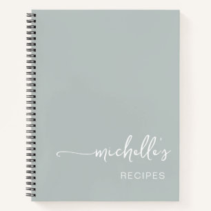 Signature Script Cookbook Sage Green Recipe  Notebook