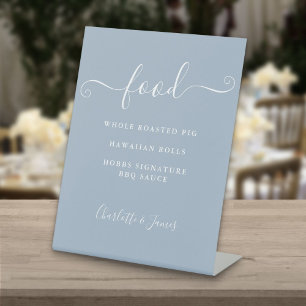 Signature Script Dusty Blue Food Menu Pedestal Sign