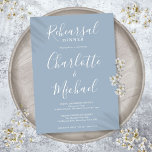 Signature Script Dusty Blue Rehearsal Dinner Invitation<br><div class="desc">Elegant dusty blue signature rehearsal dinner invitation featuring signature style names,  this stylish invitation can be personalized with your information in chic lettering. Designed by Thisisnotme©</div>