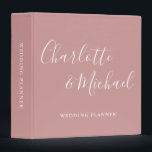 Signature Script Dusty Rose Wedding Planner Binder<br><div class="desc">Elegant signature dusty rose wedding planner personalized with signature style names. Designed by Thisisnotme©</div>