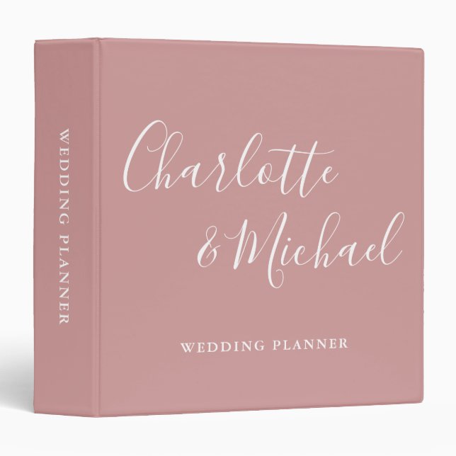 Signature Script Dusty Rose Wedding Planner Binder (Front/Spine)
