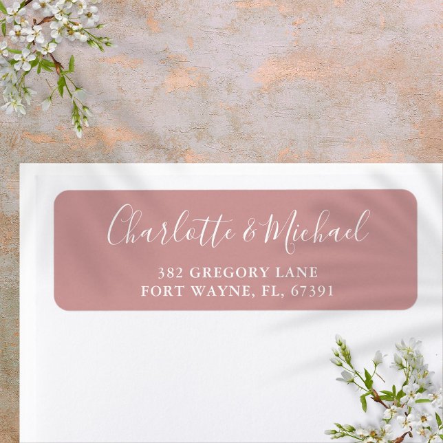 Signature Script Dusty Rose Wedding Return Address (Signature Script Dusty Rose Wedding Return Address Label)
