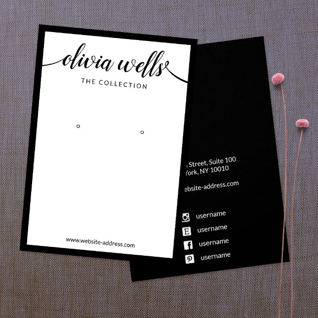 Signature Script Font White Earring Display (Creator Uploaded)