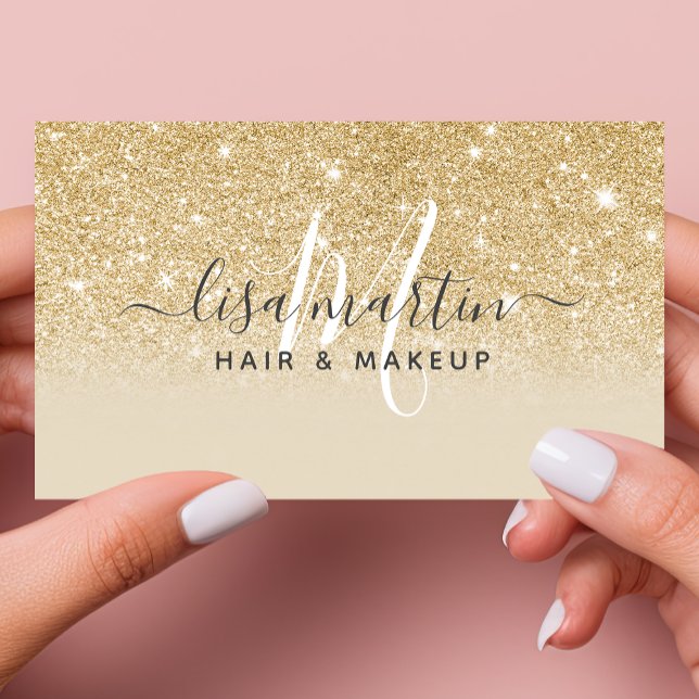 Signature Script Gold Glitter Modern Girly Business Card (Creator Uploaded)
