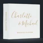 Signature Script Gold Wedding Planner Binder<br><div class="desc">Elegant signature gold wedding planner personalized with signature style names. Designed by Thisisnotme©</div>