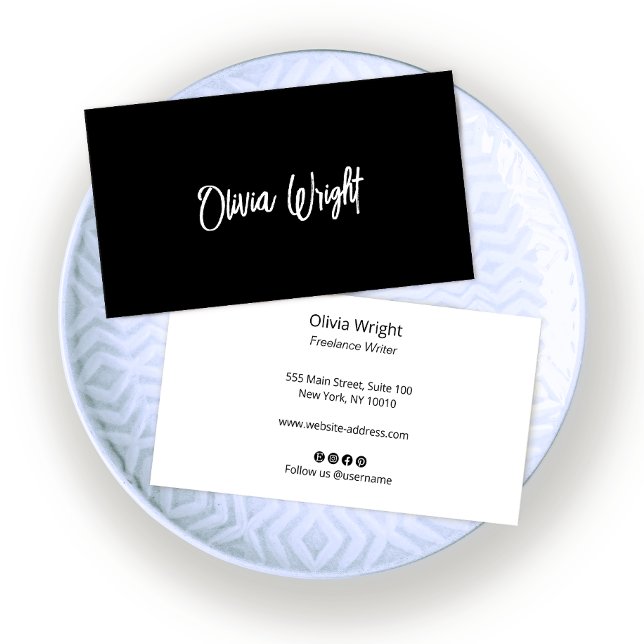 Signature Script,  Modern Black Professional   Bus Business Card (Creator Uploaded)