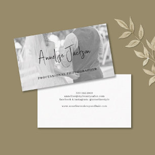 Signature script modern photographer photo business card