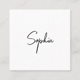 Signature Script,  Modern White Professional  Squa Square Business Card