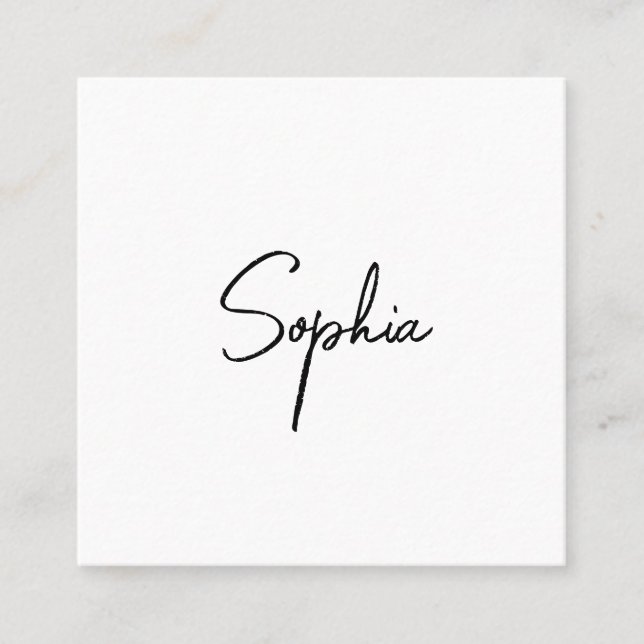 Signature Script,  Modern White Professional  Squa Square Business Card (Front)