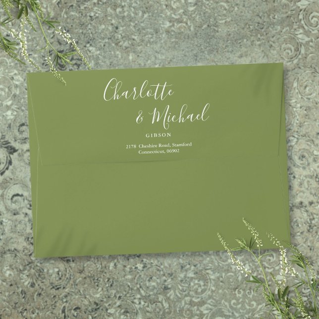 Signature Script Moss Green Return Address Envelope (Signature Script Moss Green Return Address Envelope)