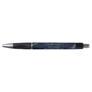Signature Script Navy Blue Agate Marble Glitter Pen
