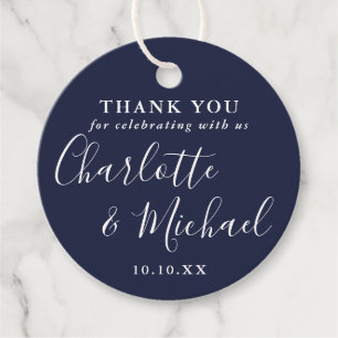 Signature Script Navy Blue Thank You Favour Tags