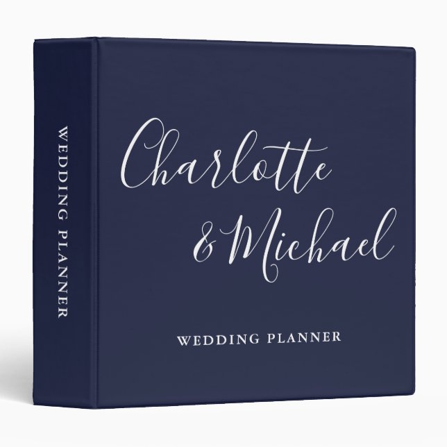Signature Script Navy Blue Wedding Planner Binder (Front/Spine)