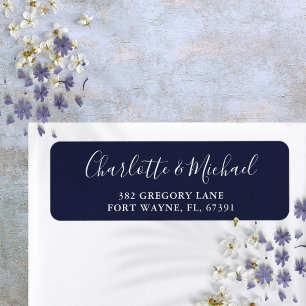 Signature Script Navy Blue Wedding Return Address