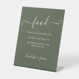 Signature Script Olive Green Food Menu Pedestal Sign