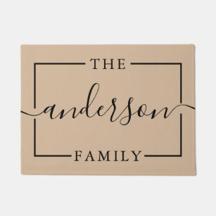 Signature Script Personalized Tan Family Name Doormat