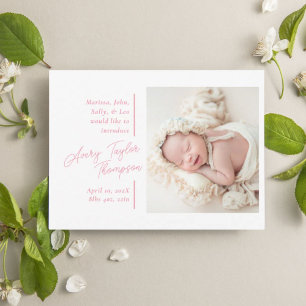 Signature Script Photo Modern Baby Birth Announcement