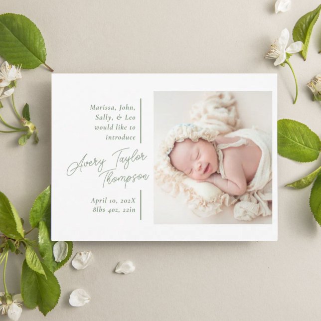Signature Script Photo Modern Baby Birth Announcement (Creator Uploaded)