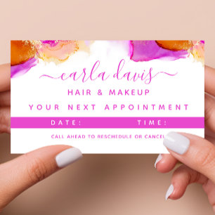 Signature Script Pink Orange Alcohol Ink Appointment Card