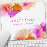 Signature Script Pink Orange Alcohol Ink Mouse Pad<br><div class="desc">Elegant pink orange alcohol ink hand lettered style calligraphy script professional business design. Perfect for makeup artists,  hair stylists,  cosmetologists,  and more!</div>