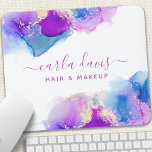 Signature Script Purple Blue Alcohol Ink Mouse Pad<br><div class="desc">Signature Script Purple Blue Alcohol Ink Mouse Pad. Elegant purple blue alcohol ink hand lettered style calligraphy script professional design. Perfect for makeup artists,  hair stylists,  cosmetologists,  and more!</div>