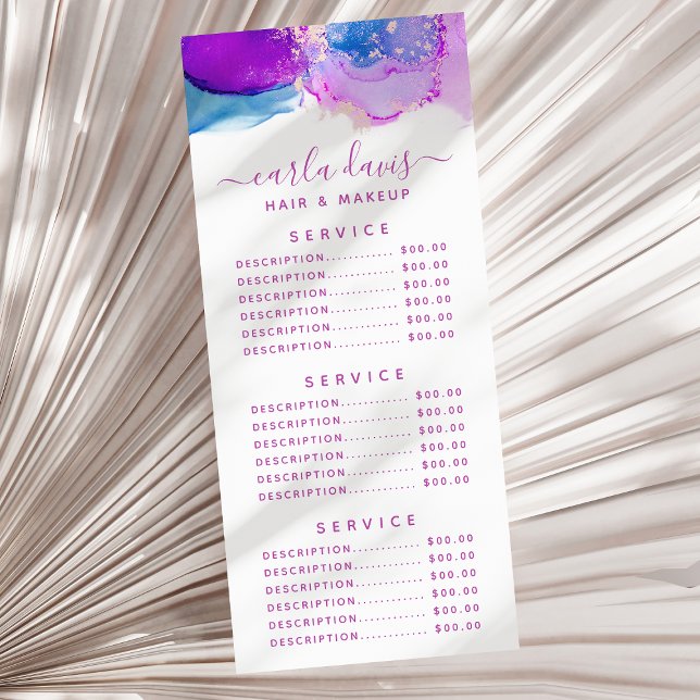 Signature Script Purple Blue Alcohol Ink Rack Card (Creator Uploaded)