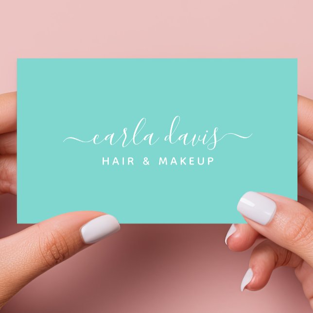 Signature Script Robins Egg Blue Calligraphy Business Card (Creator Uploaded)
