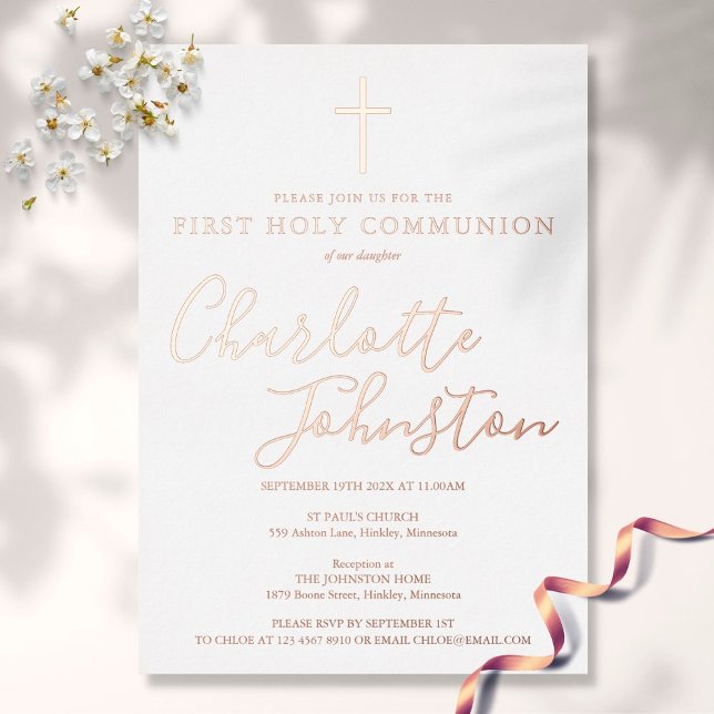 Signature Script Rose Gold First Holy Communion  (Creator Uploaded)