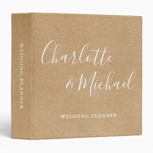 Signature Script Rustic Kraft Wedding Planner Binder