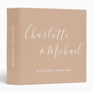 Signature Script Tan Taupe Wedding Planner Binder