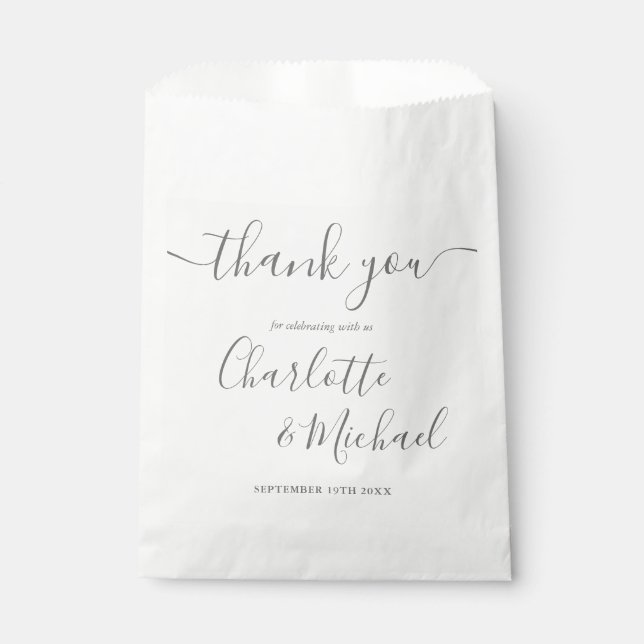 Signature Script Wedding Grey Thank You Favour Bag (Front)