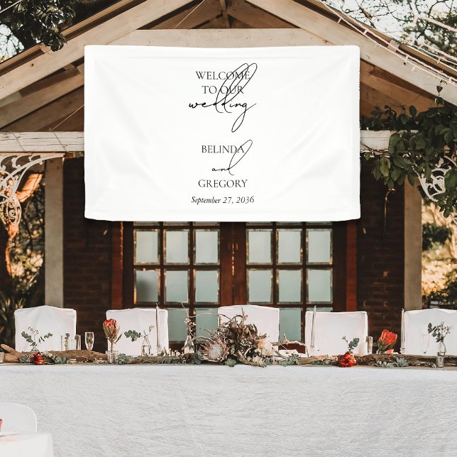 Signature Script Welcome Wedding Hanging Banner (Signature Script Welcome Wedding Hanging Banner)