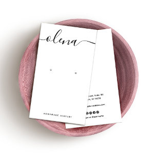 Signature Script White Earring   Business Card