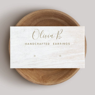 Signature Script White Wood Earring Display  Busin Business Card