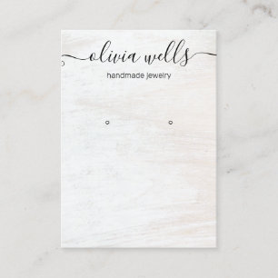 Signature Script White Wood Earring Display Holder Business Card