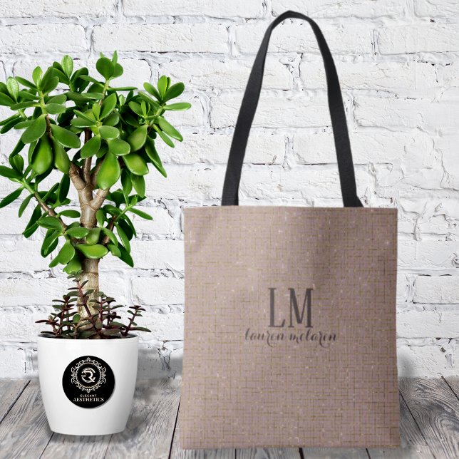 Signature True Taupe Monogram Tote with Soft Shine (Creator Uploaded)