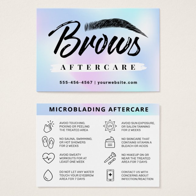 Signature UV Gloss Holographic Brow Aftercare Card (Front & Back)