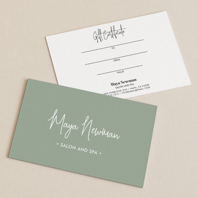 SIGNATURE VERTE SOFT SAGE Carte cadeau Monogramme (Créateur téléchargé)