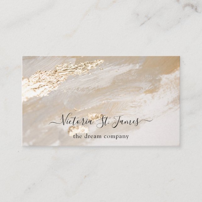 Signature Vintage Gold Beige Business Card (Front)