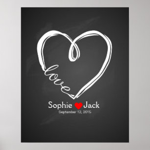 signature wedding guest book infinity heart chalk