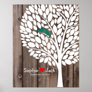 signature wedding guest book tree teal wood