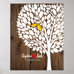 signature wedding guest book tree yellow wood