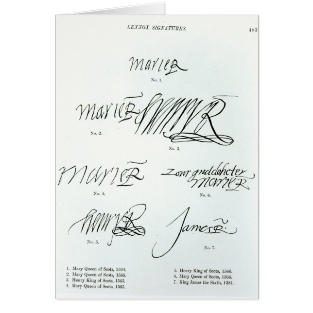 Signatures of Mary Queen of Scots (Front)