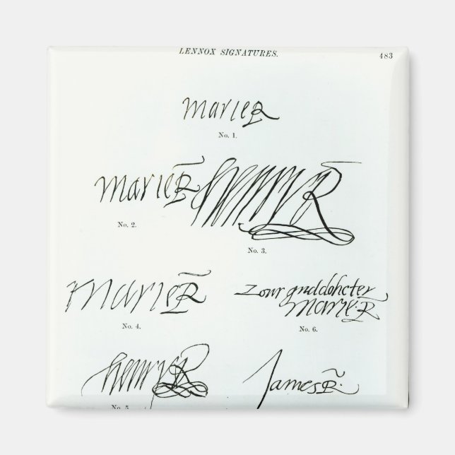 Signatures of Mary Queen of Scots Magnet (Front)