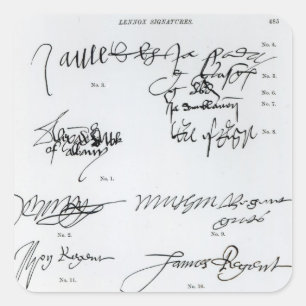 Signatures of Scottish 15th and 16th century Square Sticker