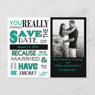 Signboard Save The Date  Postcard (Emerald)