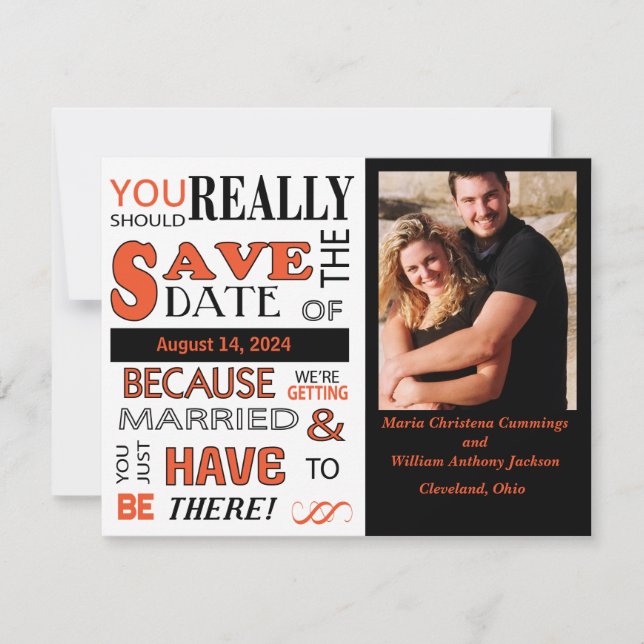 Signboard Save The Date (Tangerine) Announcement (Front)